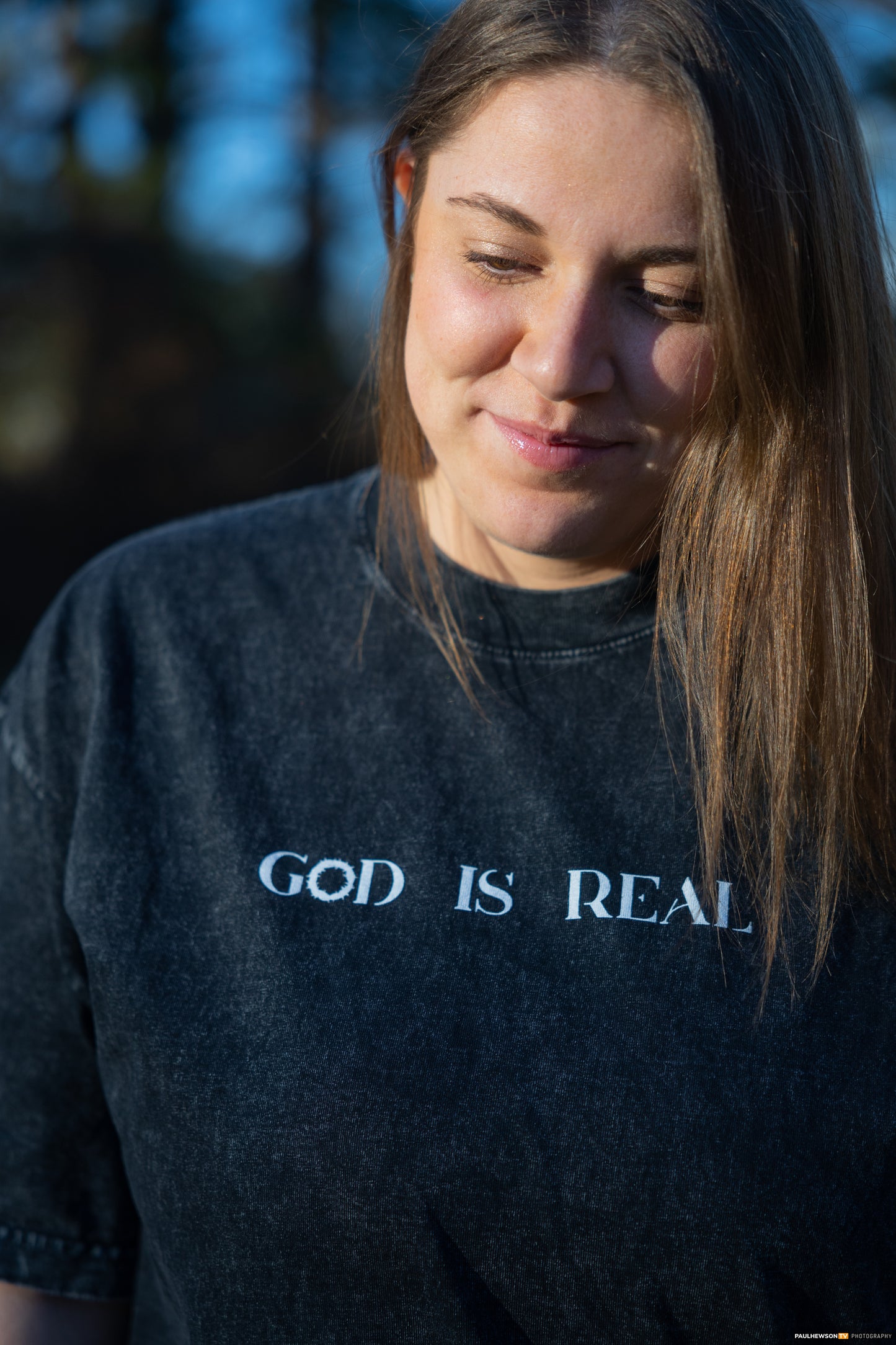 God is Real Mineral Washed Black Tee