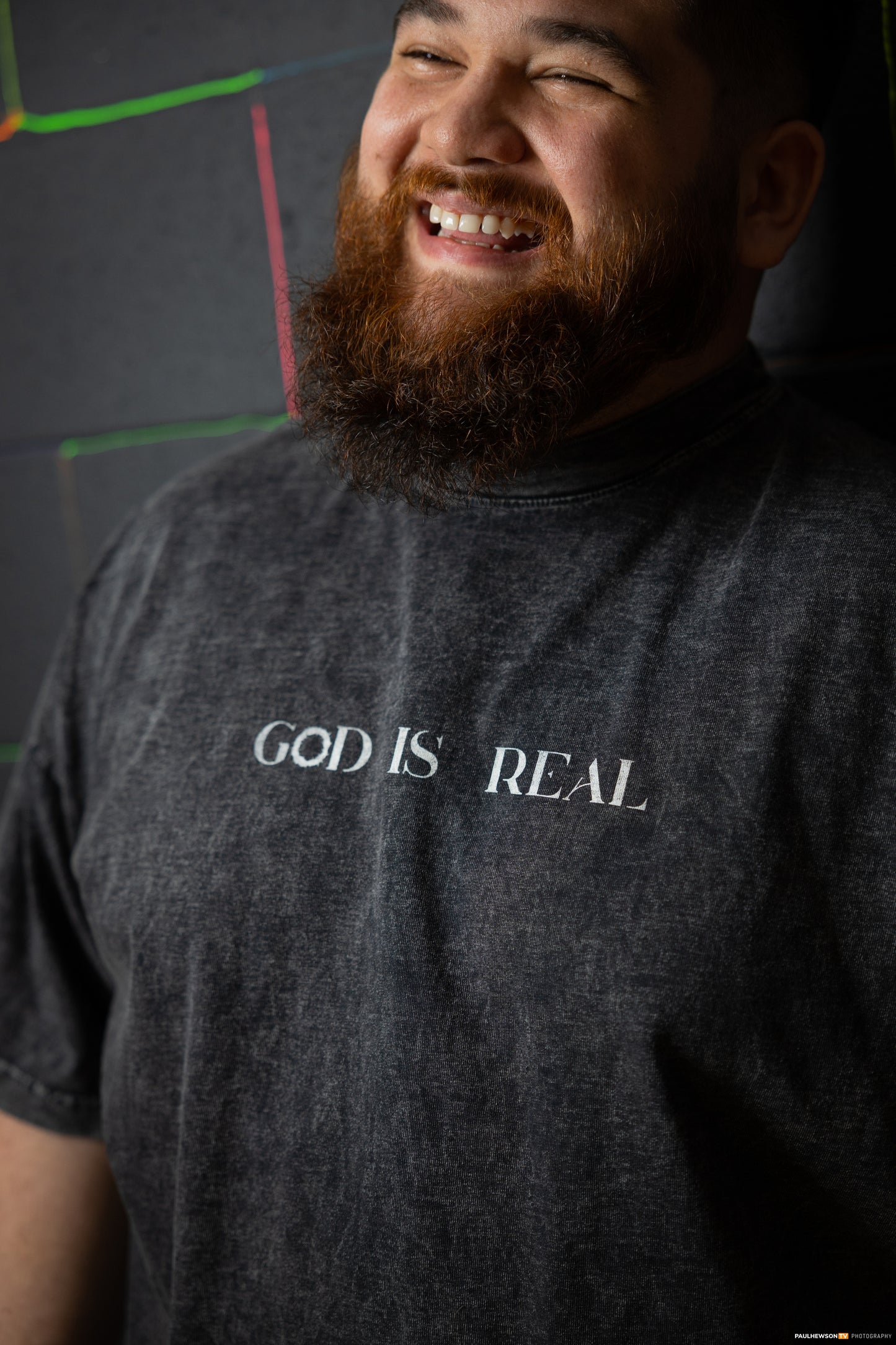 God is Real Mineral Washed Black Tee